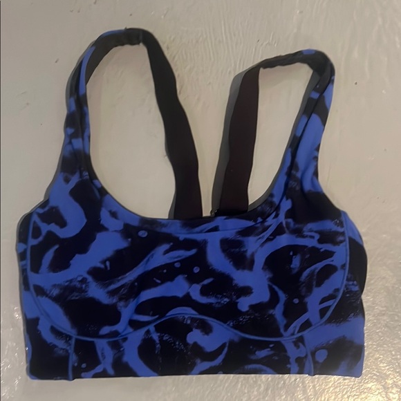 Vibrant Blue and Black Sports Bra - Picture 1 of 2